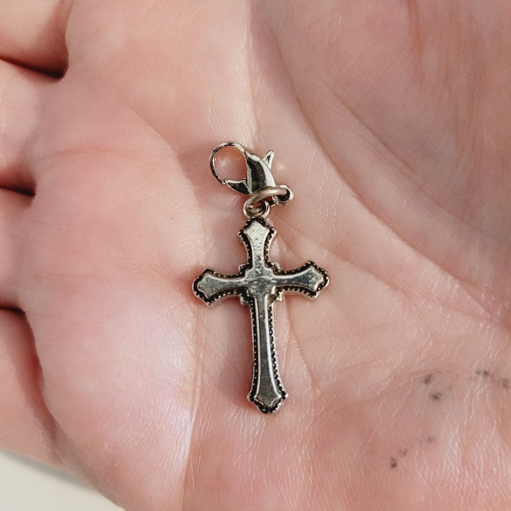 Silver tone Cross Charm